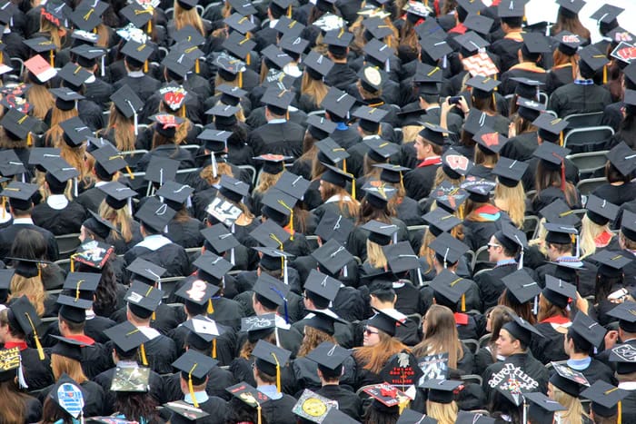 group of graduating students in UK